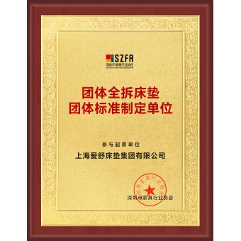 深圳市家具行業協會全拆床墊團體起草單位